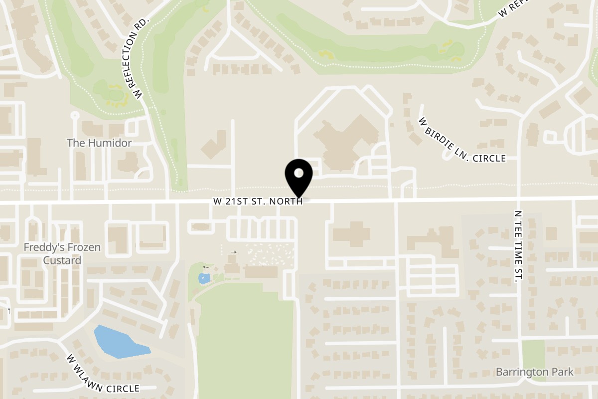 Map showing the location of Taco Pronto on 8385 W 21st St N in Wichita